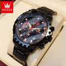 OLEVS Relógio Masculino Original Quartzo a Prova D'água Aço Inoxidável Couro 2873 44mm