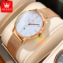 OLEVS Relógio Feminino Original Ultra Fino Minimalista Quartzo a Prova D'água Aço Inoxidável 5869 33mm