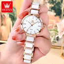 OLEVS Relógio Feminino Original Cerâmica Quartzo a Prova D'água Aço Inoxidável 5877 30mm