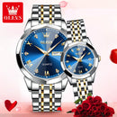Relógio Luxo Casal Números Romanos Aço Inoxidável
