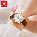 OLEVS Relógio Feminino Original Quartzo a Prova D'água Aço Inoxidável Couro 5522 29mm