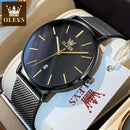 OLEVS Relógio Masculino Original Quartzo Ultra Fino 100% Aço Inoxidável a Prova D'água 5869 40mm