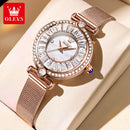 OLEVS Relógio Feminino Original Brilhantes Quartzo a Prova D'água Aço Inoxidável 9963 30mm
