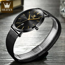 OLEVS Relógio Masculino Original Quartzo Ultra Fino 100% Aço Inoxidável a Prova D'água 5869 40mm