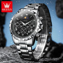 OLEVS Relógio Masculino Original Multi Função Quartzo a Prova D'água Aço Inoxidável 2950 43mm